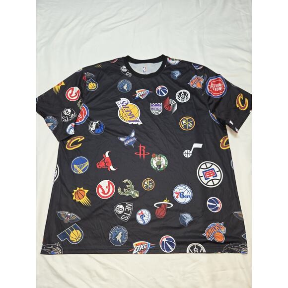 NBA Other - NBA All Teams Logo Graphic T-Shirt Black 4XL Oversized Basketball Print Tee